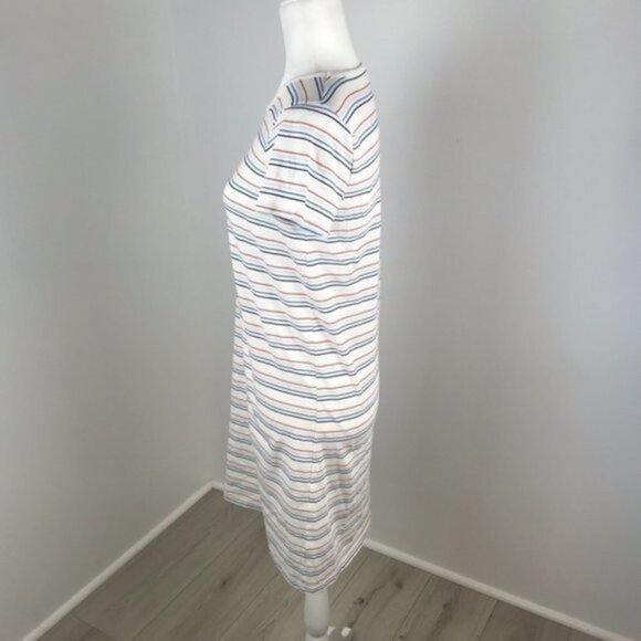 J. Crew White Colorful Striped T Shirt Dress - Picture 5 of 7